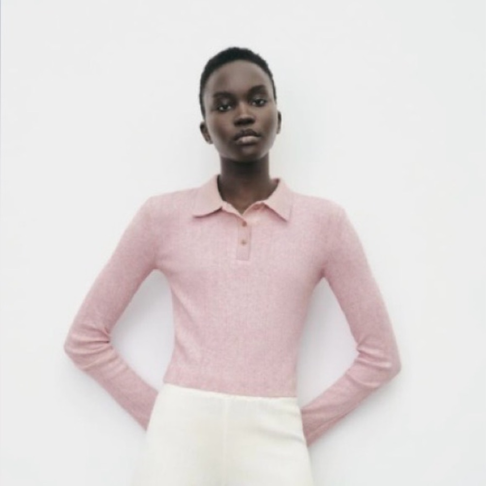 ZARA SOFT FEEL Pink Polo Shirt bloggers favorite